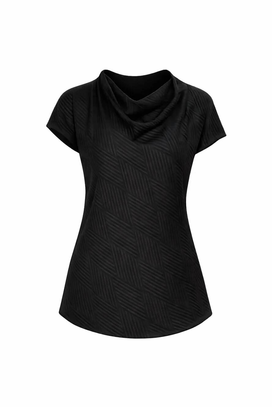 NEW STORYLINE COLLECTION women's geo textured top in black